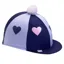 Lycra Hat Cover with Pom Pom - Navy/Lilac with Hearts
